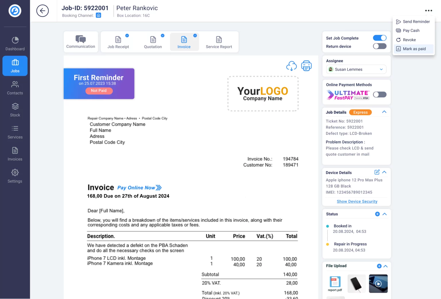 Invoicing Software for repair shops