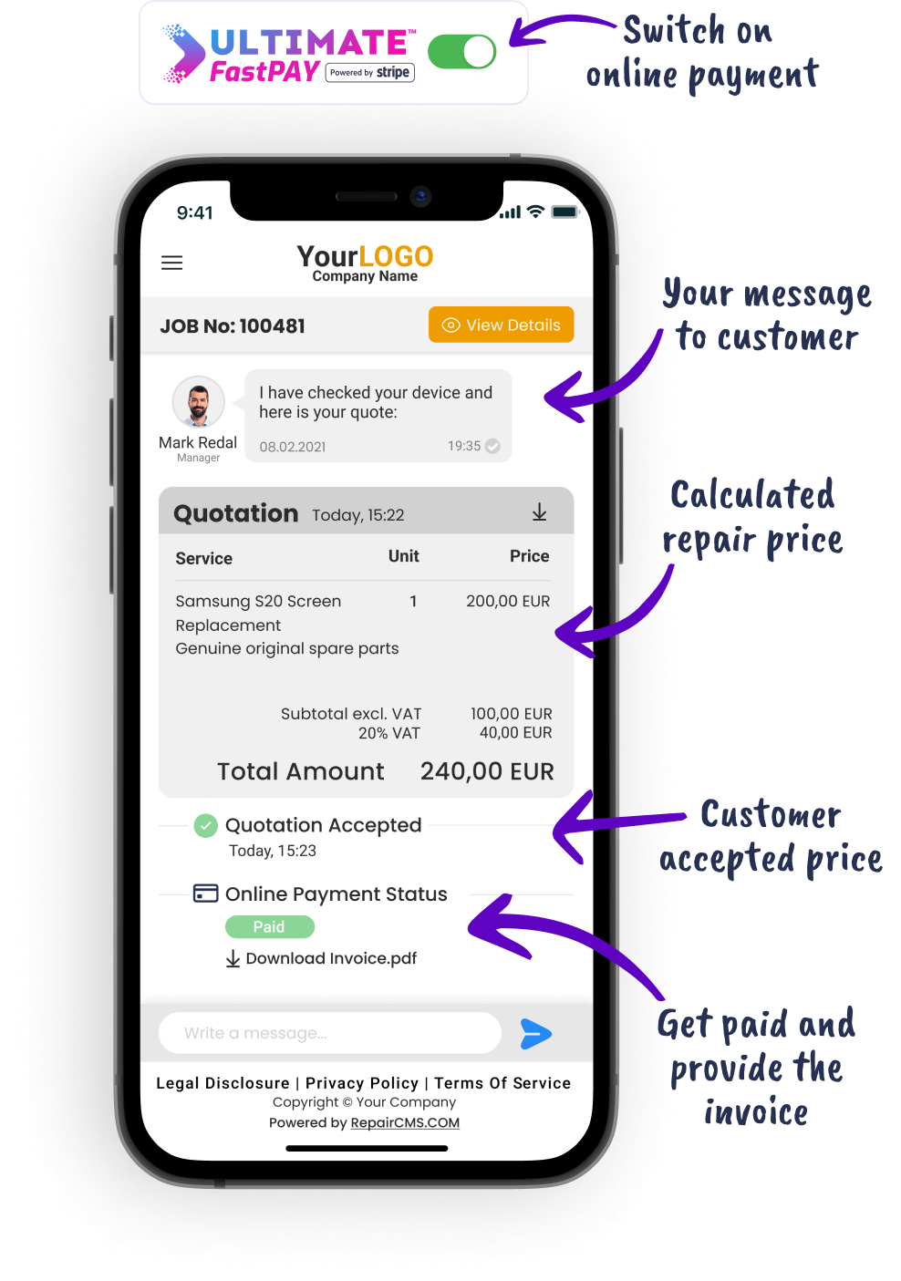 Best quote app for repairs with best business logic